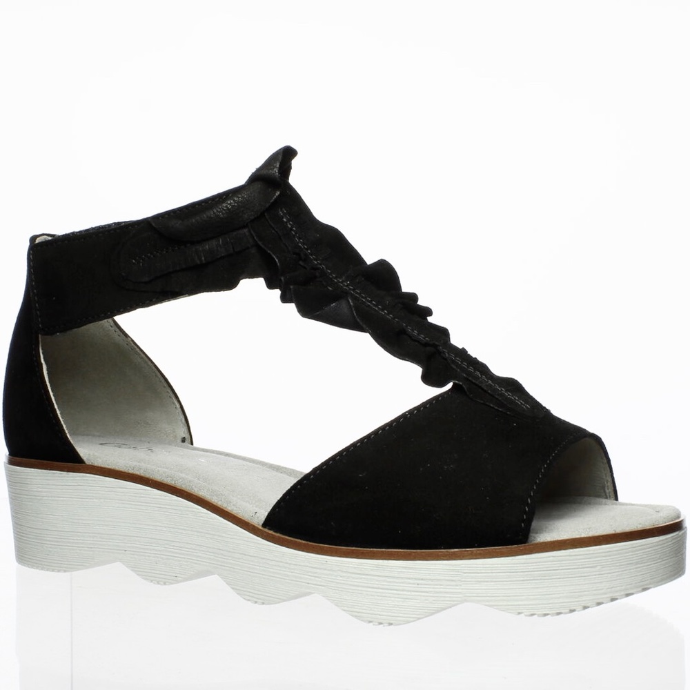 Gabor Samtchevreau Black T-Strap Wedge Flat Sandal - Picture 6 of 11